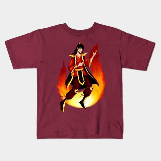 Fire Lord Zuko Kids T-Shirt by Elinor Keat